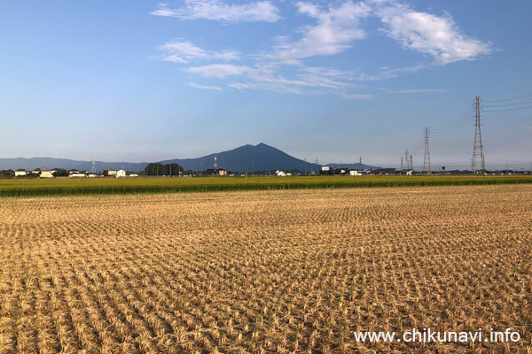 稲刈りが終了した下館駅南の田んぼ [2025年9月8日撮影]