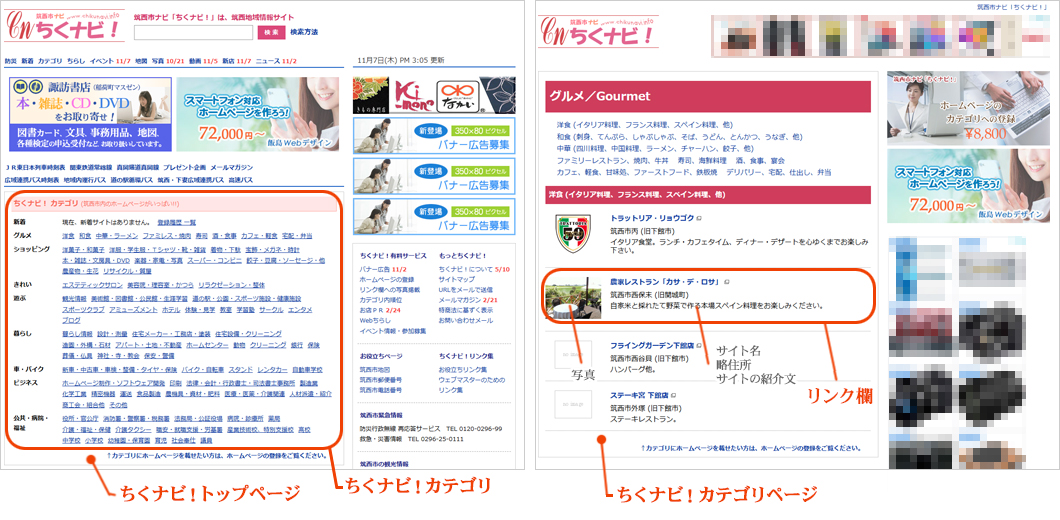 ちくナビ！トップページとカテゴリページ